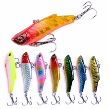 7PCS 7cm 18g PVC Winter Sea Arduous Fishing Lure VIB Bait With Lead Inside Diving Swivel Jig Wing Wobbler Crank Bait