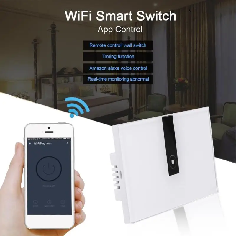 

WiFi Smart Switch 1CH Wall Switch Remote Control Timing Function Support Amazon Alexa Google Home Control light Switches
