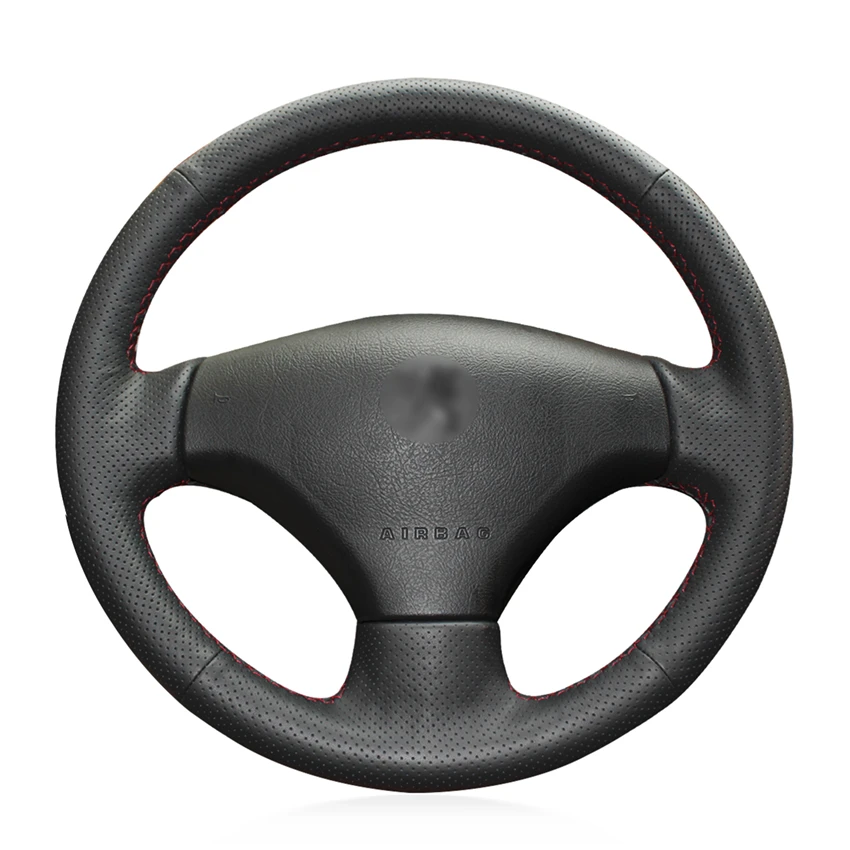 

Hand-stitched Black Artificial Leather Antu-slip Soft Comfortable Car Steering Wheel Cover for Peugeot 206 2007-2009 Peugeot 207