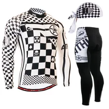 2016 cycling wear for men riding outfits white and black checked Autumn Winter classic Bicycle Clothing