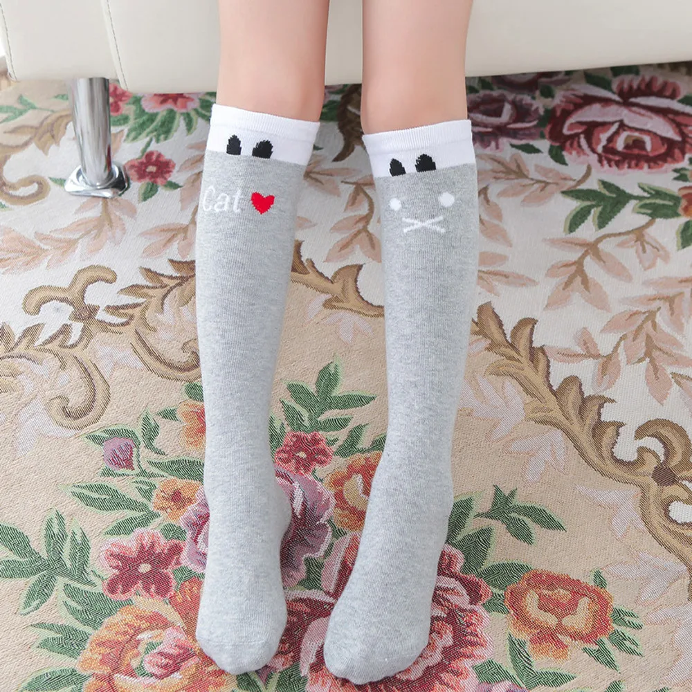 3-12Y Deer Mum Kids Boys Girls Cute Owl Pattern Cotton Knee High Long Socks