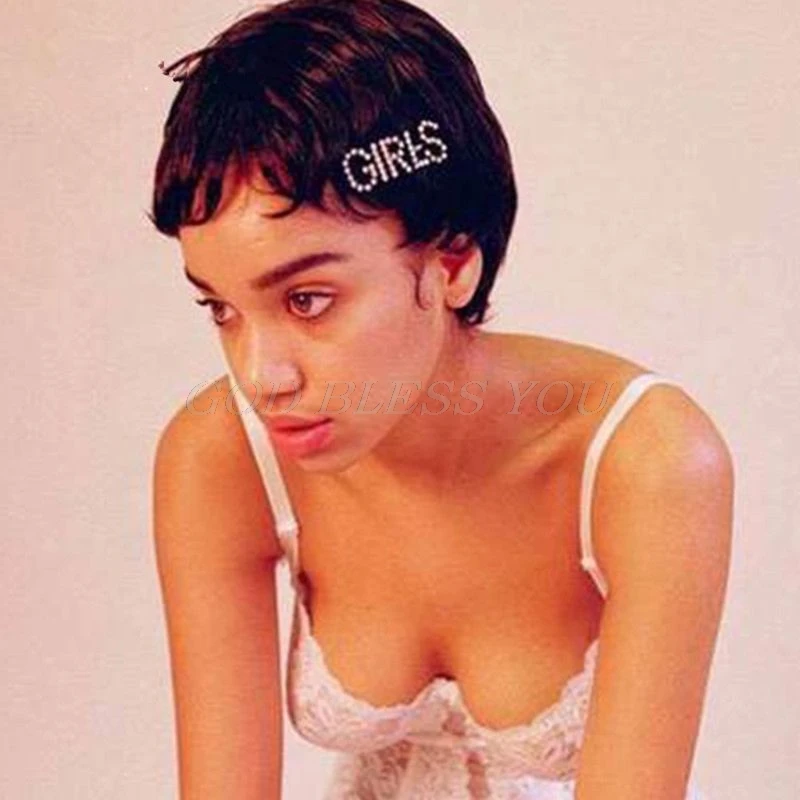 Sweet Girls Korean Style Capital Alphabet Funny Letters Hairpins Glitter Rhinestone Embellishment Side Straight Hair Clips Women