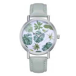 OUTAD Высококачественная брендовая Новинка ZLF-00206 женские серебряные оболочки листья тропических растений кварцевые часы синий Модный