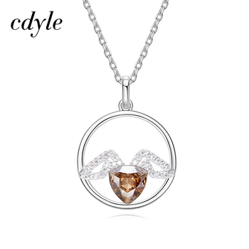 

Cdyle Real 925 Sterling Silver Wings Embellished with crystal Pendant Fashion Jewelry Austrian Rhinestone