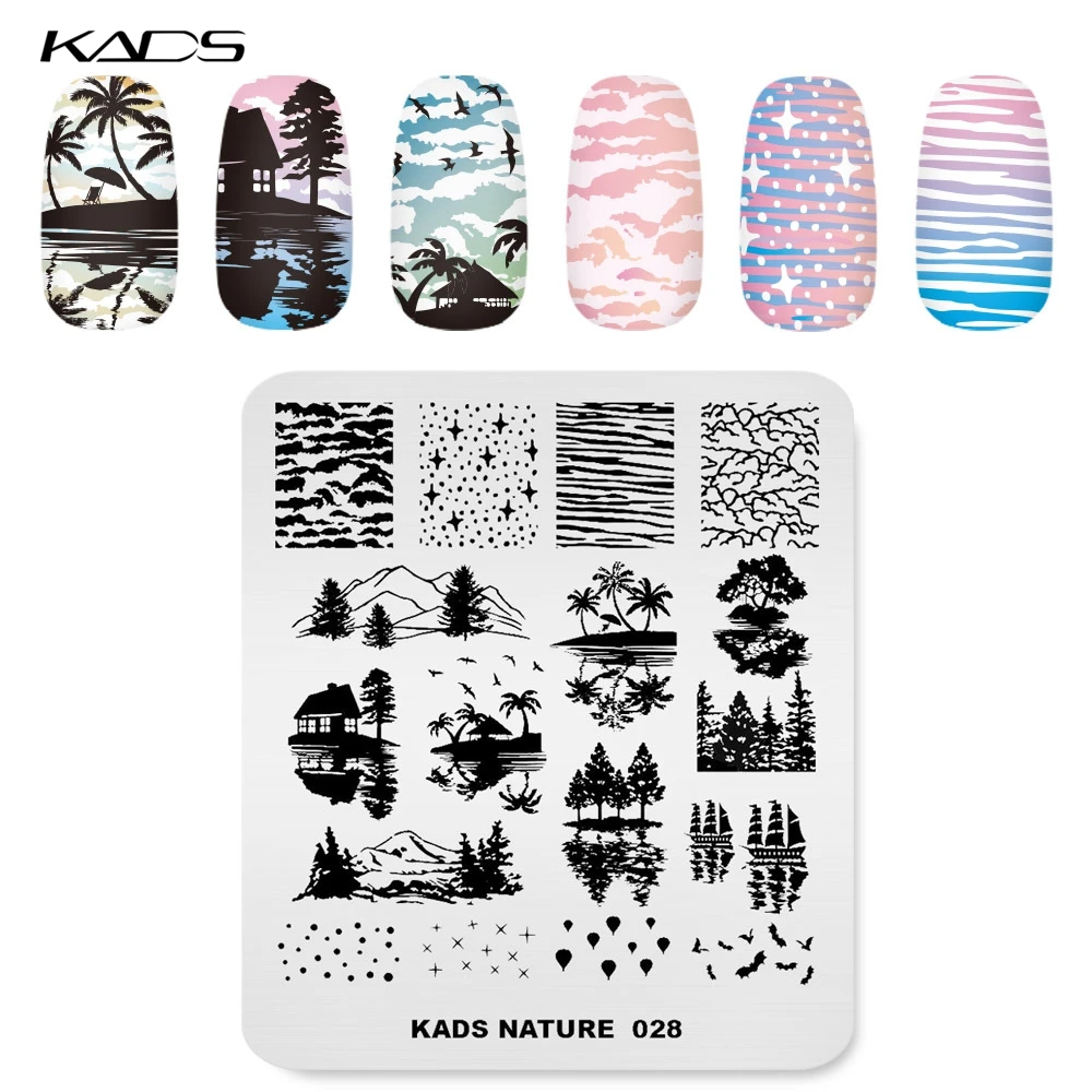 

KADS Stamping Plate Nature 028 Natural Scenery Image Templates Stencil Nail Templates Manicure Stamper Nail Art Printing Tool