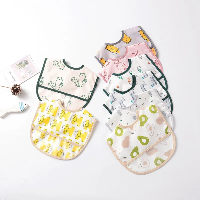 Baby Boy Girl Infants Kids Dribble Feeding Bibs Waterproof Back baby stuff eva Burp Cloths Summer short sleeve soft cartoon bibs