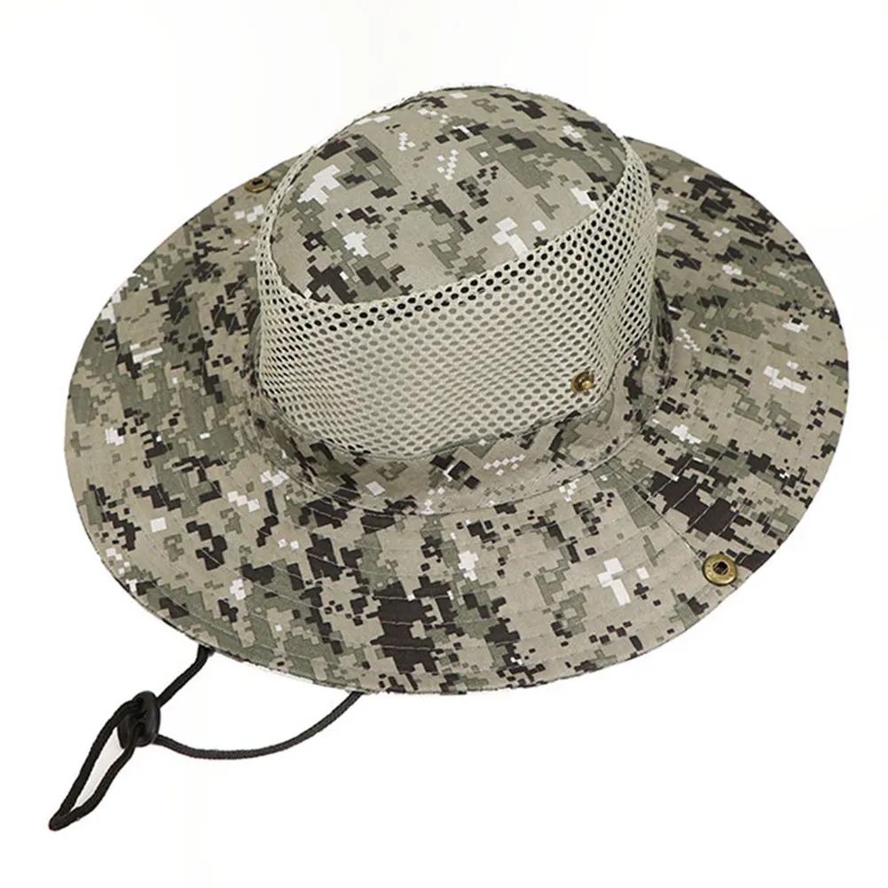 

Hunting cap Men Women Bucket Hat Travel Cap Outdoor Activities Breathable Cycling Drawstring Polyester Casual Wide Brim