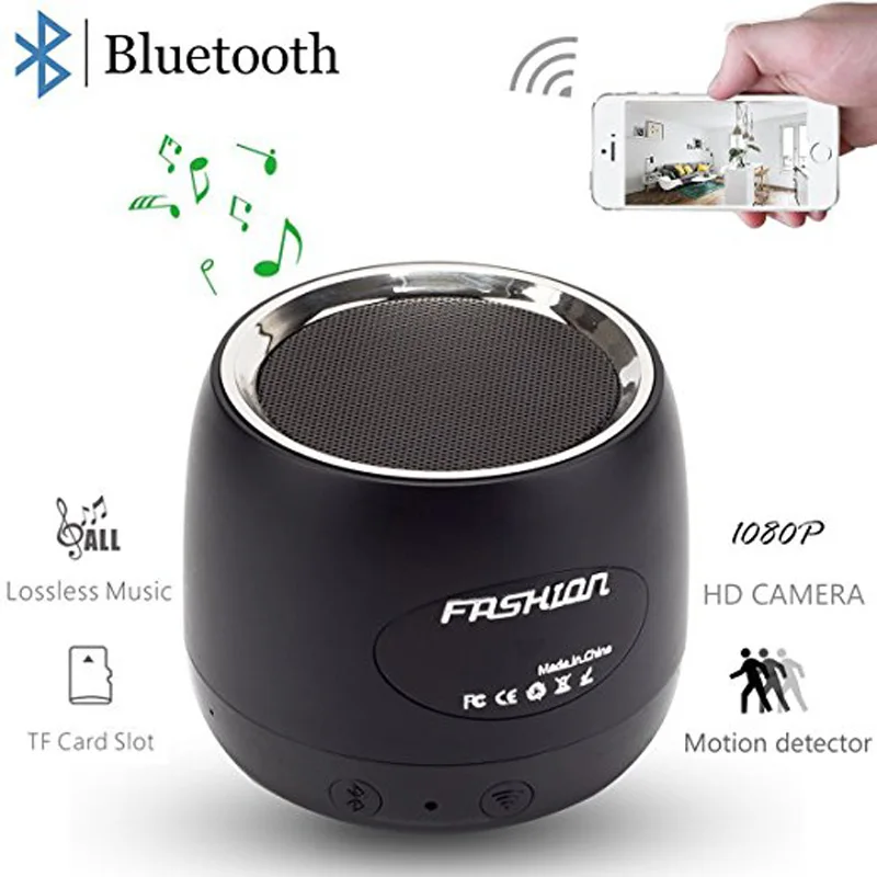 

Portable Bluetooth Speaker + Wifi IP Camera Wireless Control Mini Cam 1080P Video Resolution IR Night Vision Esipa Kamera