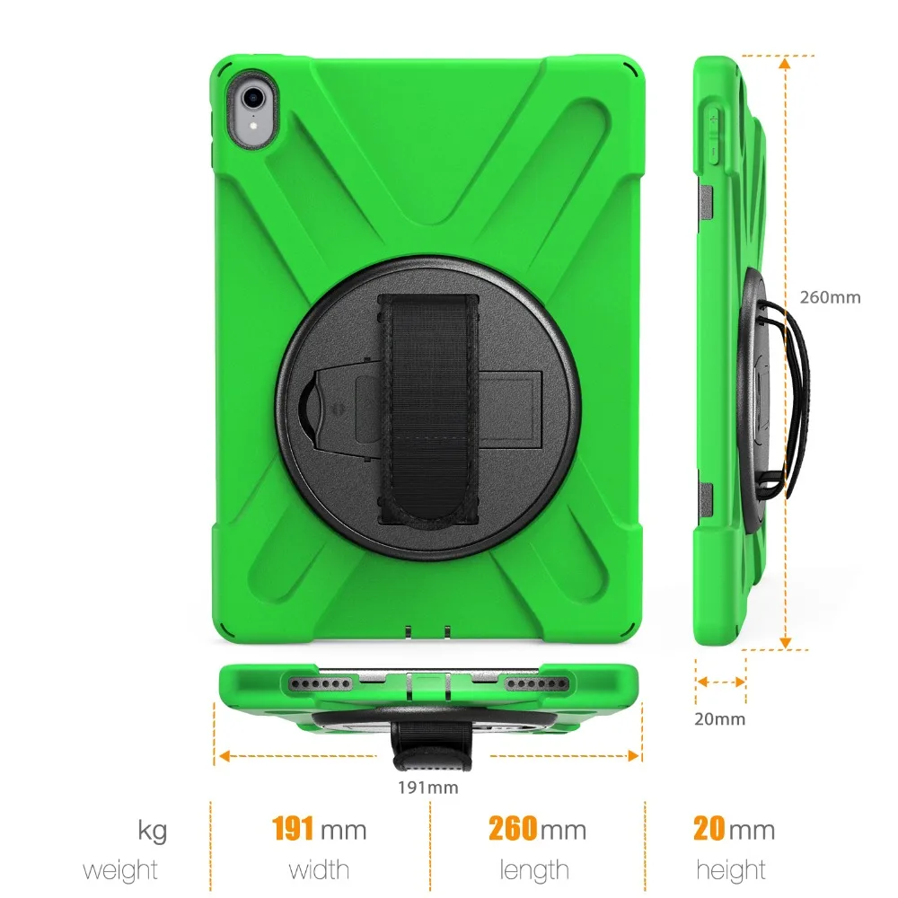 11'' New 360 Armor Coque for iPad Pro 11 2018 Case 360 Rotation Hand Strap Silicon PVC Cover for iPad Pro 11 Kids Cover (3)