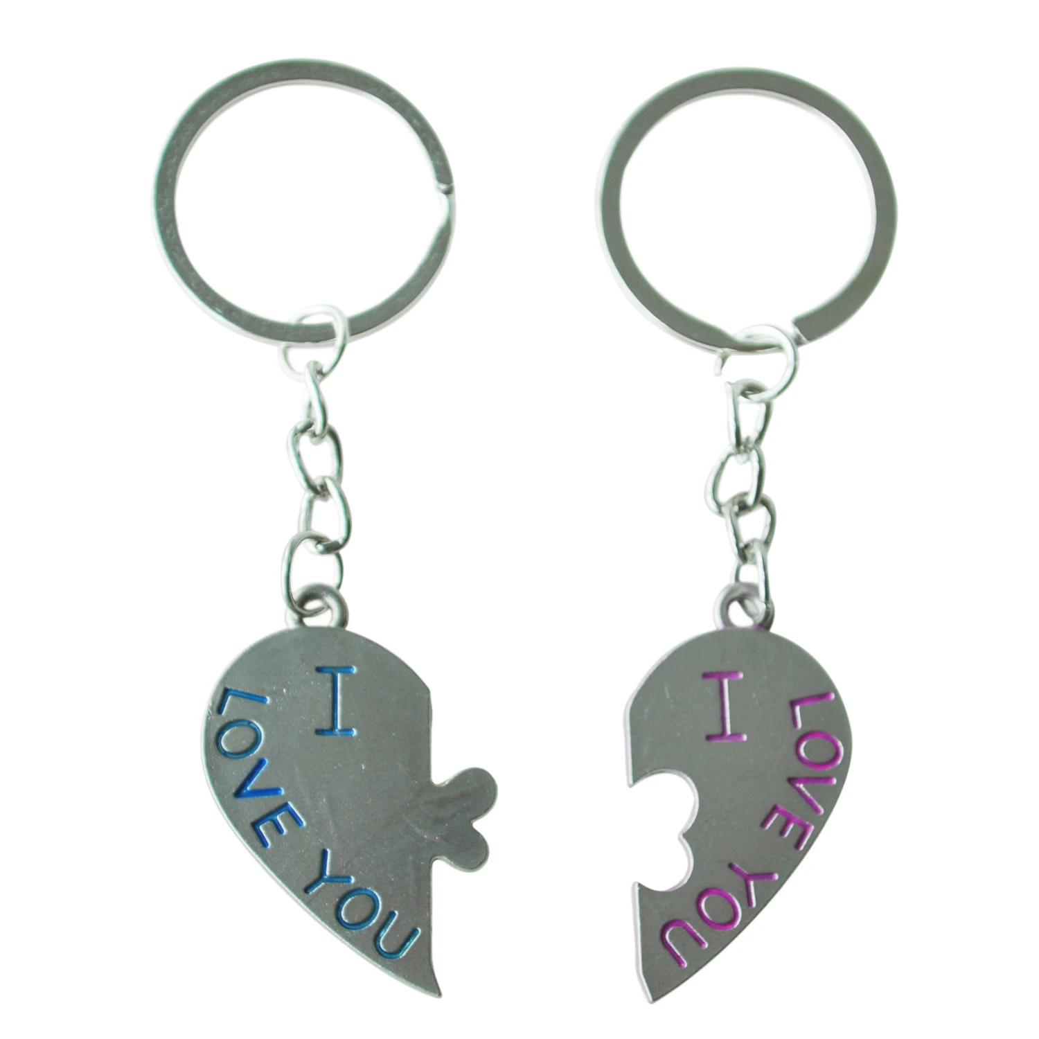 

2 Pcs Half Heart Pendant Couple Alloy Key Chain Keychain