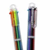 Пластиковые ручки с разноцветными моделями, 2 шт., 6 в 1, разноцветные шариковые ручки, ручки пуш-типа, канцелярские принадлежности, школьные и... ► Фото 1/5