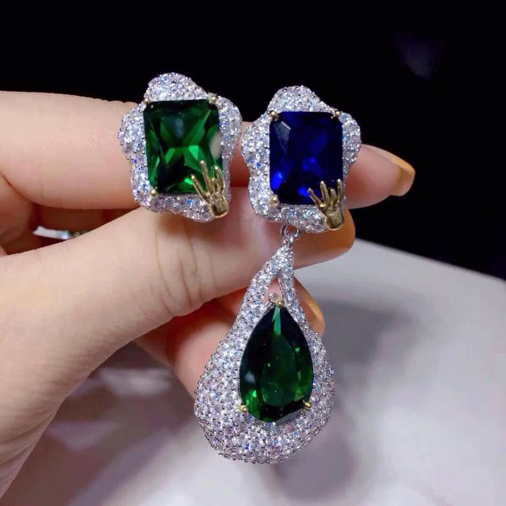 

Qi Xuan_Jewelry_New Earrings Trendy Earrings S925 Silver Inlay Zircon Elegant And Irregular Irregular_Factory Direct Sales