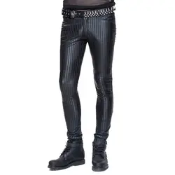Дьявол модные панк Для мужчин Плотные брюки стимпанк Черный Повседневное Tight Мотобрюки страты Узкие брюки