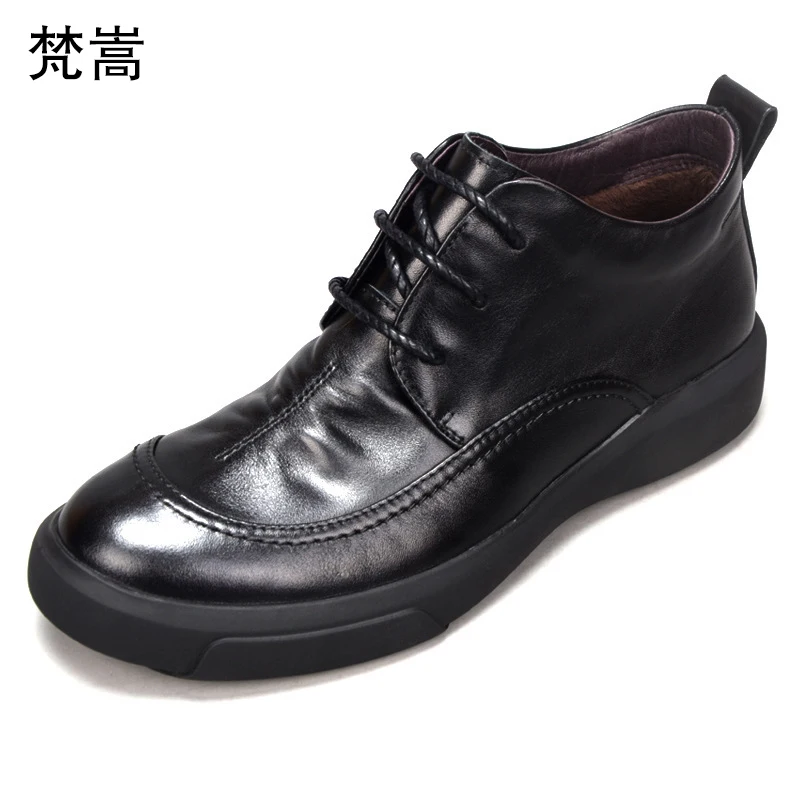 

High Quality Genuine Leather Shoes Men,Lace-Up Business Men Shoes all-match cowhide cowboy boots mens Riding boots snow winter