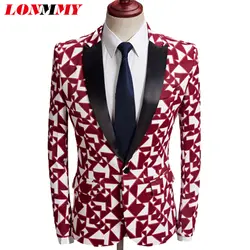 LONMMY красный и белый клетчатый блейзер для мужчин сценические костюмы для мужчин свадебные костюмы для мужчин slim fit S Блейзер Куртка Мужской