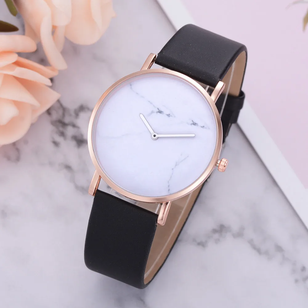 Женские простые наручные часы с мраморным узором, кожаный ремешок, розовый циферблат из золотого сплава, женские модные часы Montre Femme 40Q