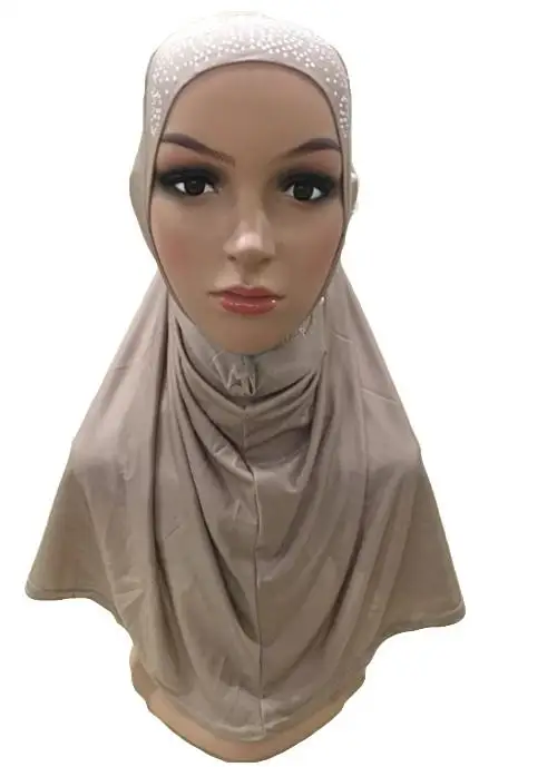 Рамадан цельный цветок хиджаб Амира платок мусульманские женские бусы шаль шапочка для молитвы горный хрусталь шеи крышка тюрбан Арабский исламский колпачок