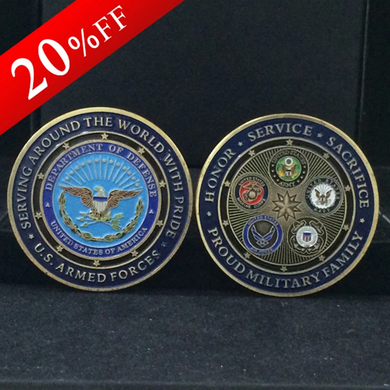 

5pcs/lot USA Military Family Armed Force Metal coins American souvenir coin for Commemorative gift Challenge Coin free shipping