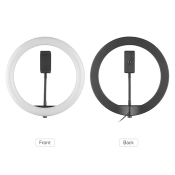

10 Inch Desktop Led Video Selfie Ring Light Photo Lamp 3 Lighting Modes Dimmable Usb Powered With Phone Holder Ballhead Adapter