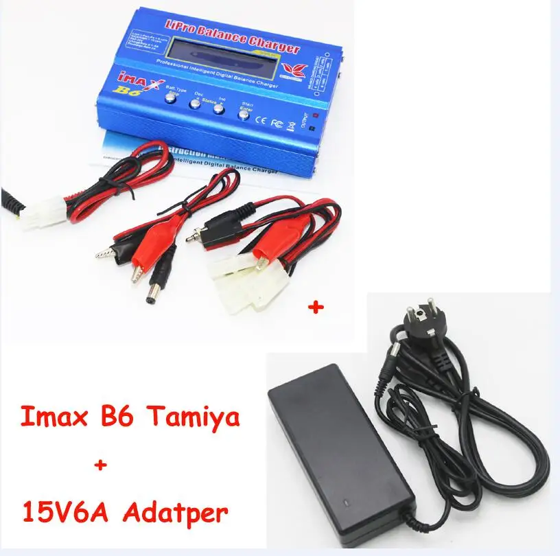 IMAX B6 80 Вт 6A зарядное устройство Lipo NiMh Li-Ion Ni-Cd цифровой RC Баланс Зарядное устройство Dis зарядное устройство+ 15 В 6A адаптер питания+ зарядный кабель - Цвет: B6 Tamiya and adapte