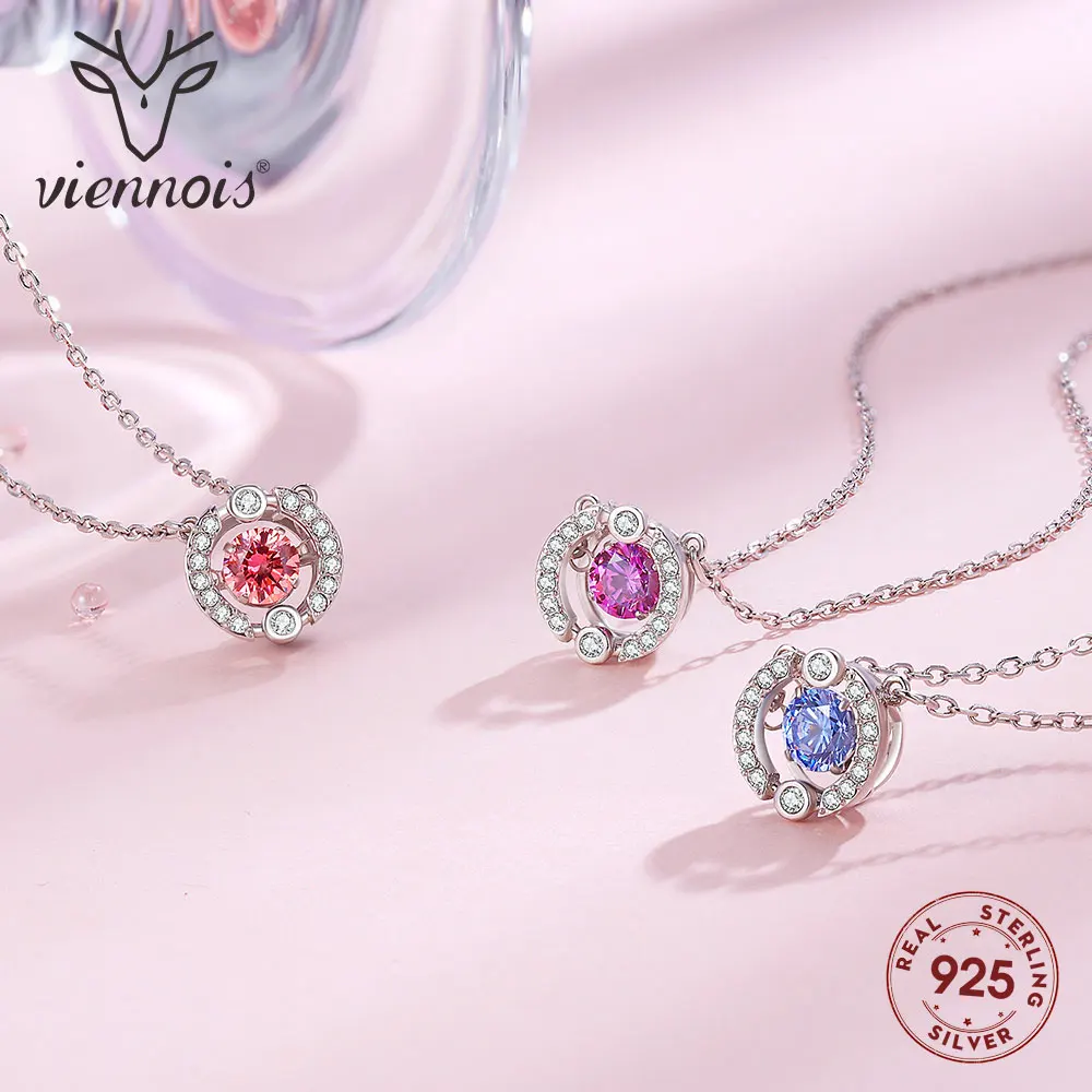 Женская цепь из серебра 925 пробы Viennois Круглая Подвеска со стразами 2019|Ожерелья с