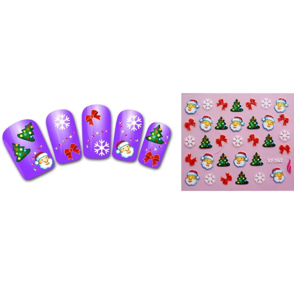 Sliders For Nail Art Decorations Women's Christmas 3d Nail Decals Water Transfer Stickers For Nails Finger Nagels Spulletjes#y2