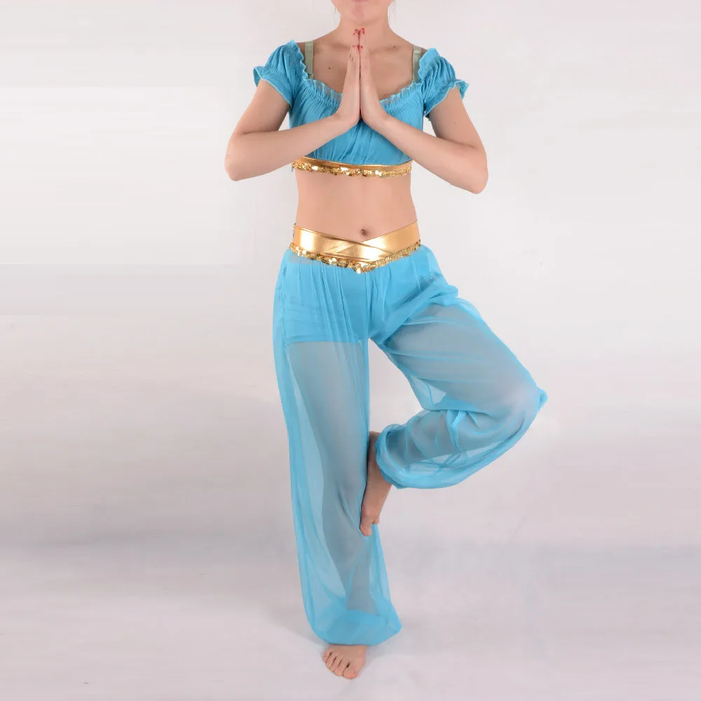 2015 Aladdin's Princess Jasmine Costume Women Adult Cosplay Halloween Costumes For Women Belly Dance Fantasia Dress 