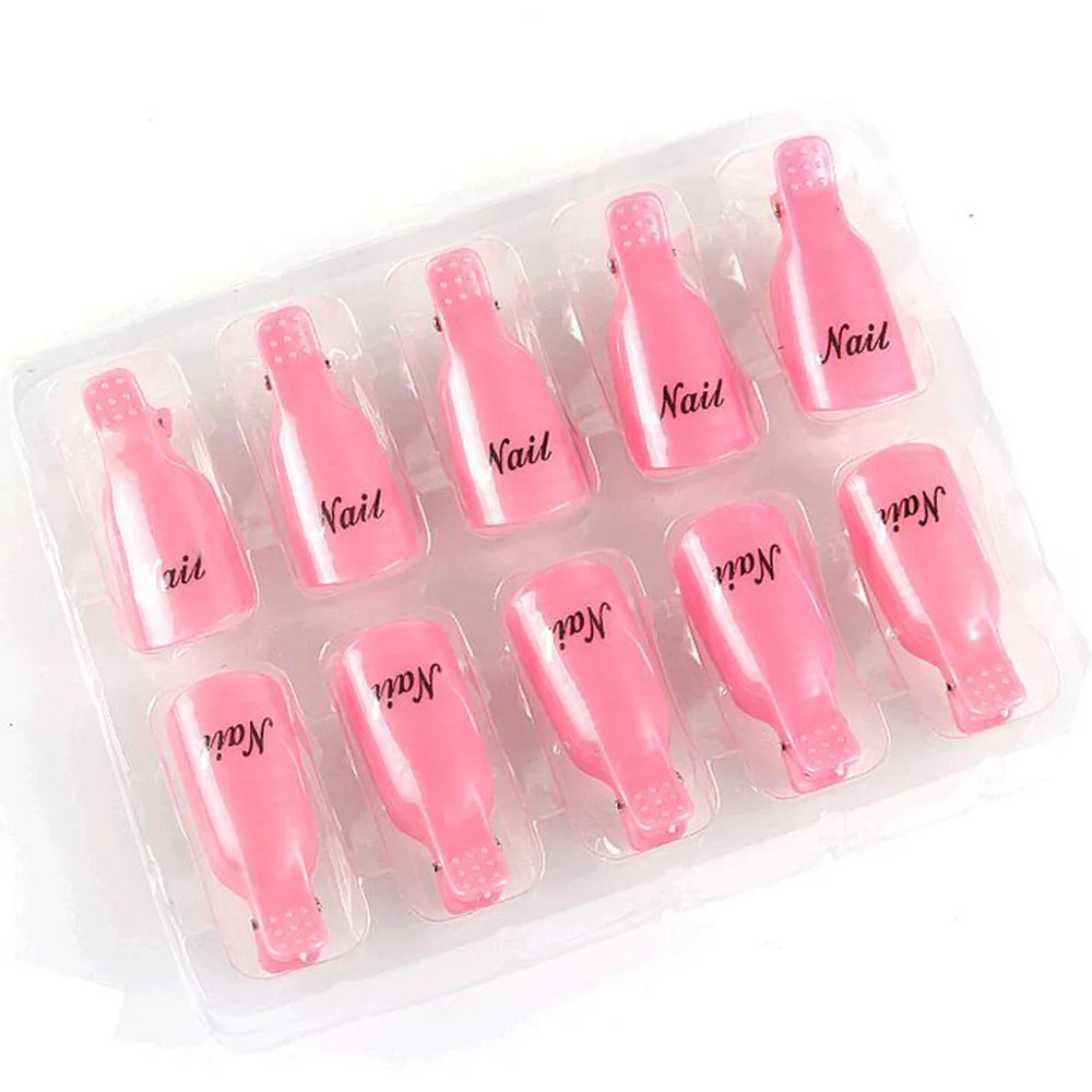 

TOMTOSH 2016 10Pcs Plastic Nail Polish Remover Art Soak Off Cap Clip UV Nail Degreaser Polish