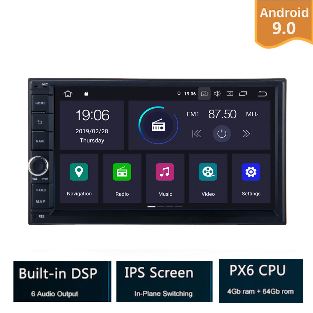 Универсальная Автомагнитола 2 Din для Nissan 7 дюймов Android 9 0 PX6 4 Гб + 32 ГБ аудио стерео