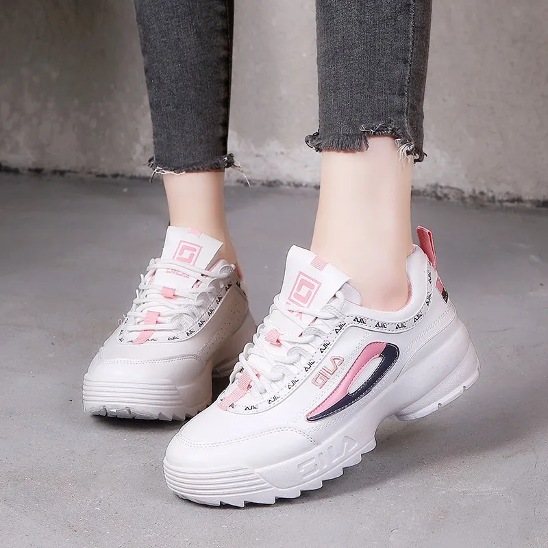 dad shoes new fashion lace-up round-toe breathable plaftorm sneakers dad sneakers women white shoes casual shoe