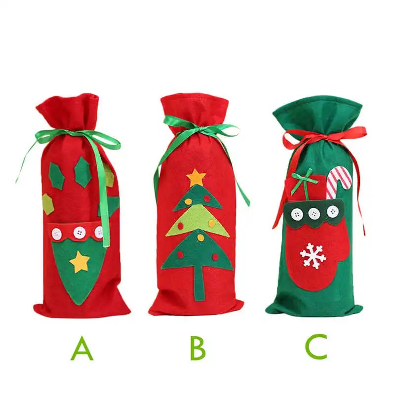 Christmas Wine Bottle Cover Table Decoration Christmas Gift Christmas Hats Cap Santa Claus Bottle Cover Xmas Party Gift #2o25 (14)