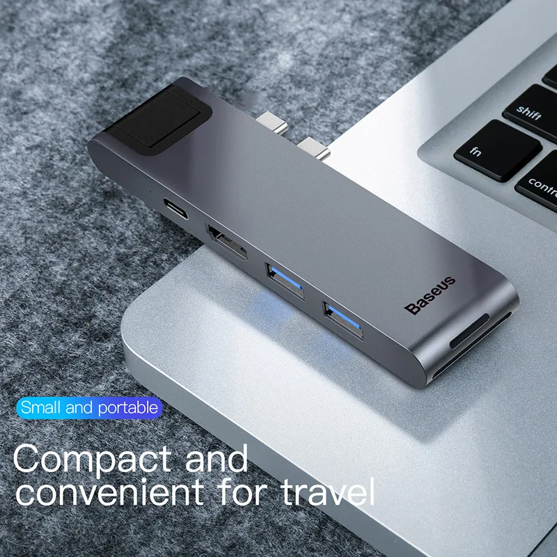 Концентратор Baseus с двумя портами USB 3 0 для Macbook Pro C концентратор HDMI 4K TF SD кардридер