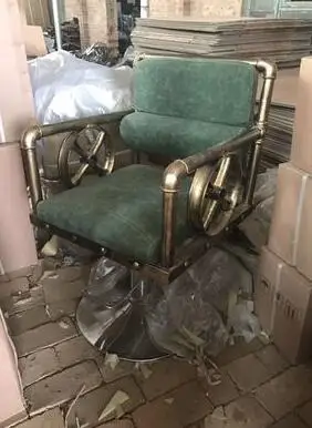 Iron art vintage barbershop chairsalon special adjustable back stool tide shop cut hair chair.