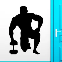 Gym Sticker Fitness Decal Bodybuilding Barbell Posters Name Muscle Vinyl Wall Parede Decor 19 Color Choose Gym Sticker