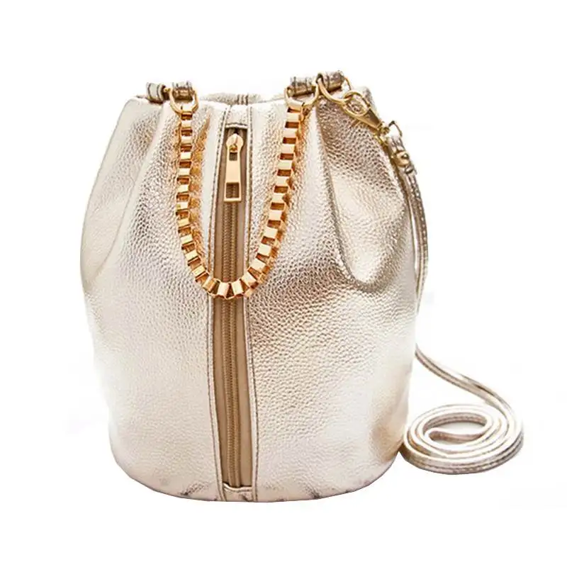 

2017 Brand New PU Leather Women Messenger Bags Fashion Designers Chain Bucket Bag Ladies Handbag Crossbody Shoulder Bag WB313