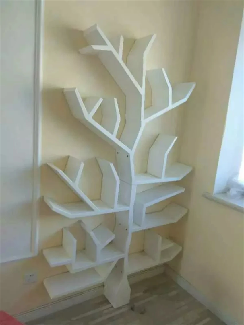 BK066 креативная твердая деревянная книжная полка для гостиной стена спальни, декоративный книжный шкаф DIY деревянная книжная полка в форме дерева