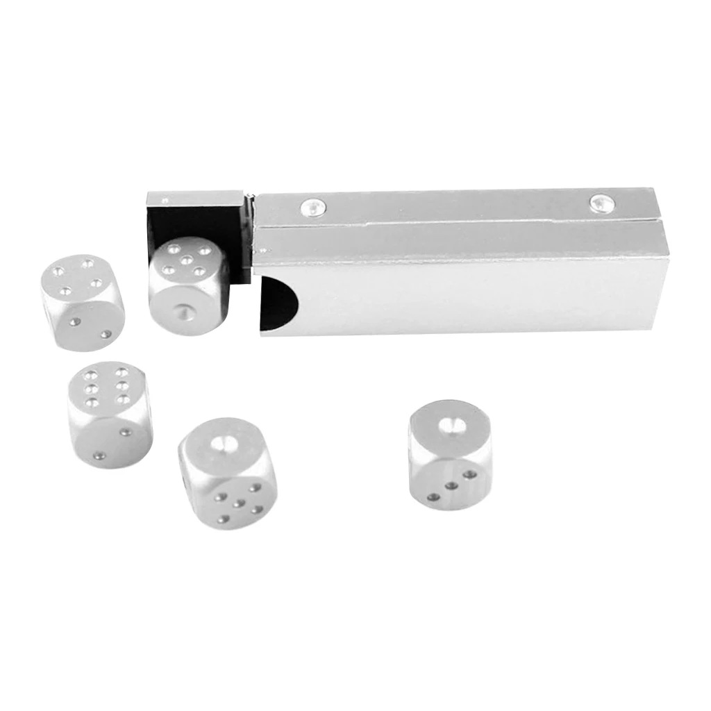 5 Pieces Aluminum Alloy 6 Sided Square Cube Spot Dice Round Corner for Camping Travell Birthday Family Party Games Supplies