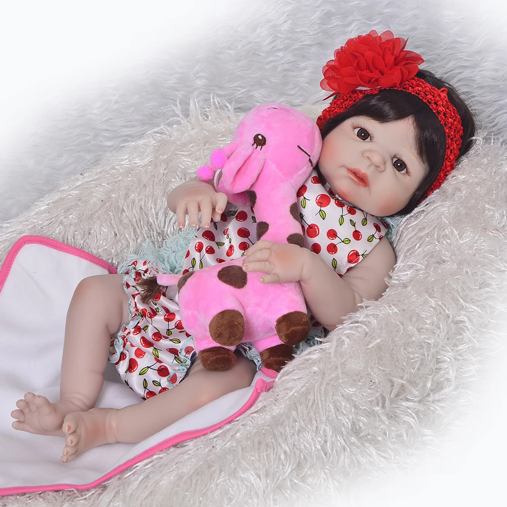 

57cm Babies Doll For Girls Realistic Reborn Baby Doll For Kids 23inch adorable Playmate bathe menina bonecas doll for sale