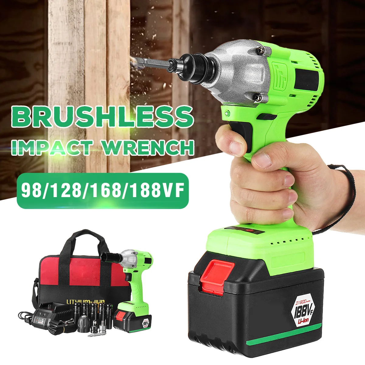 

Electric Brushless 98/128/168/188VF Wrench Cordless Rechargeable Li-Ion Battery Electric Impact Wrench Drill Installation Tool