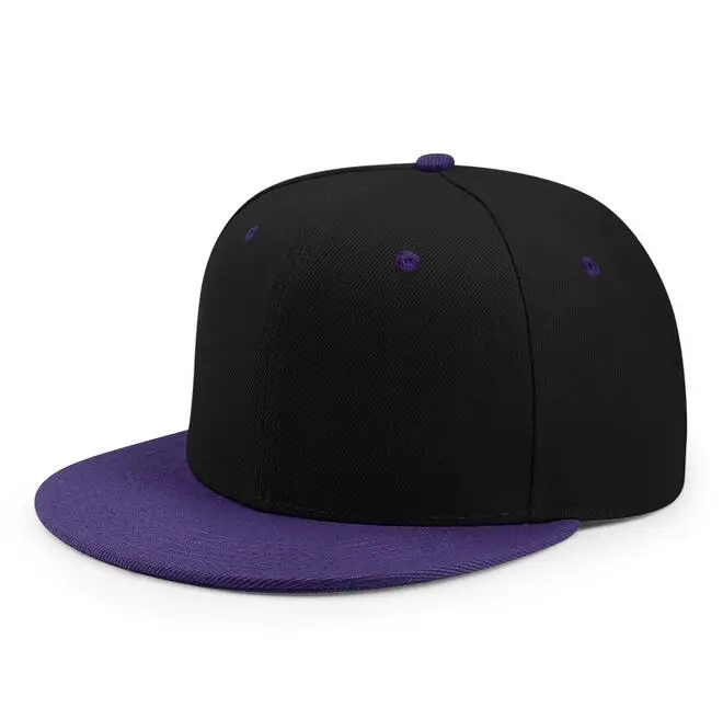С фабрики бейсбольная кепка Embroidey дети/Дети кепки в стиле хип-хоп Плоские полями Лоскутная бейсбольная кепка с индивидуальным логотипом взрослые солнцезащитные шапки для мальчика - Цвет: purple black