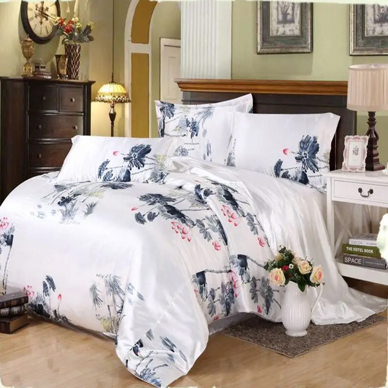 Solid White Black Gold Gray Satin Duvet Cover Twin Queen King 4pcs Solid White Black Gold Gray Satin Duvet Cover Twin Queen King 4pcs Imitate Silk Bedding Set Bedclothes Bed Linen In Sets From Home Garden On