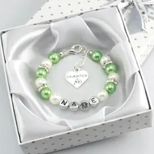 New Personalised Girl Birthday Wedding Gift Charm Bracelet Daughter With Box-green
