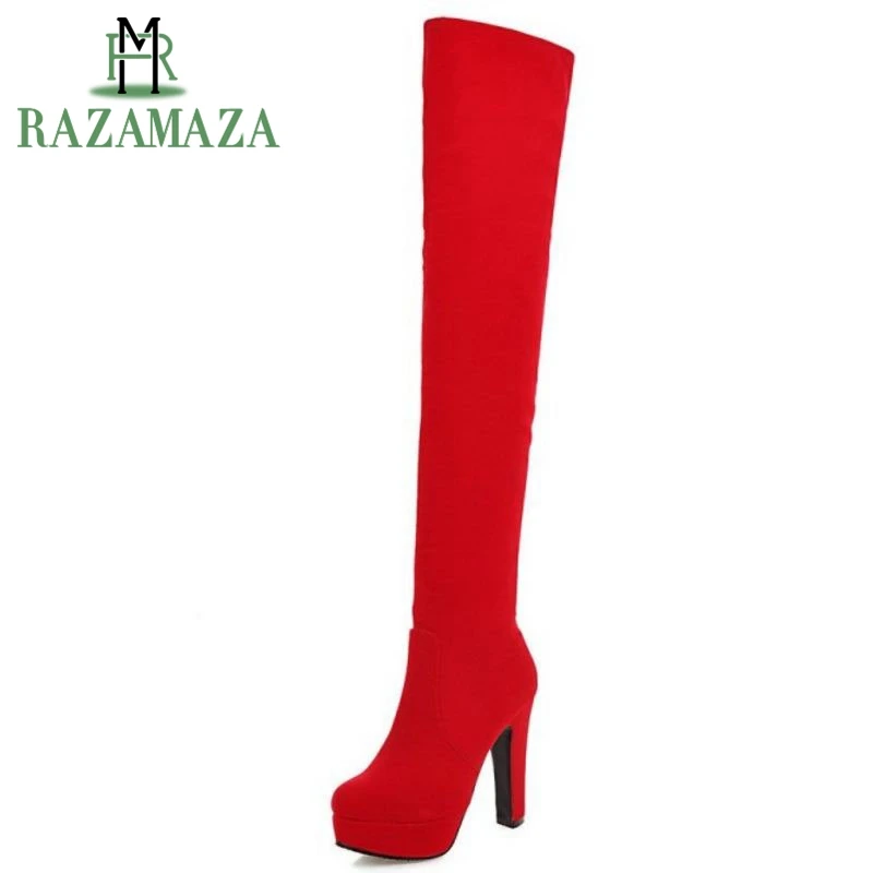 ZALAVOR Size 33-43 Woen Over Knee Platform Boots Zipper High Heel Warm Fur Shoes Cold Winter Long Botas Women Footwears | Обувь