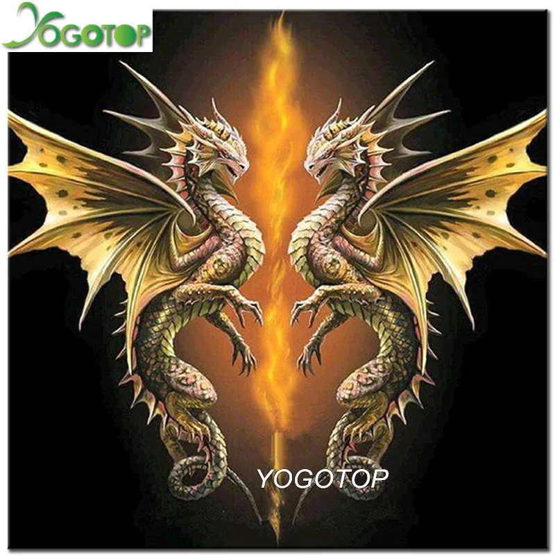 YOGOTOP 5D алмазная живопись парные драконы полная квадратная/круглая Алмазная
