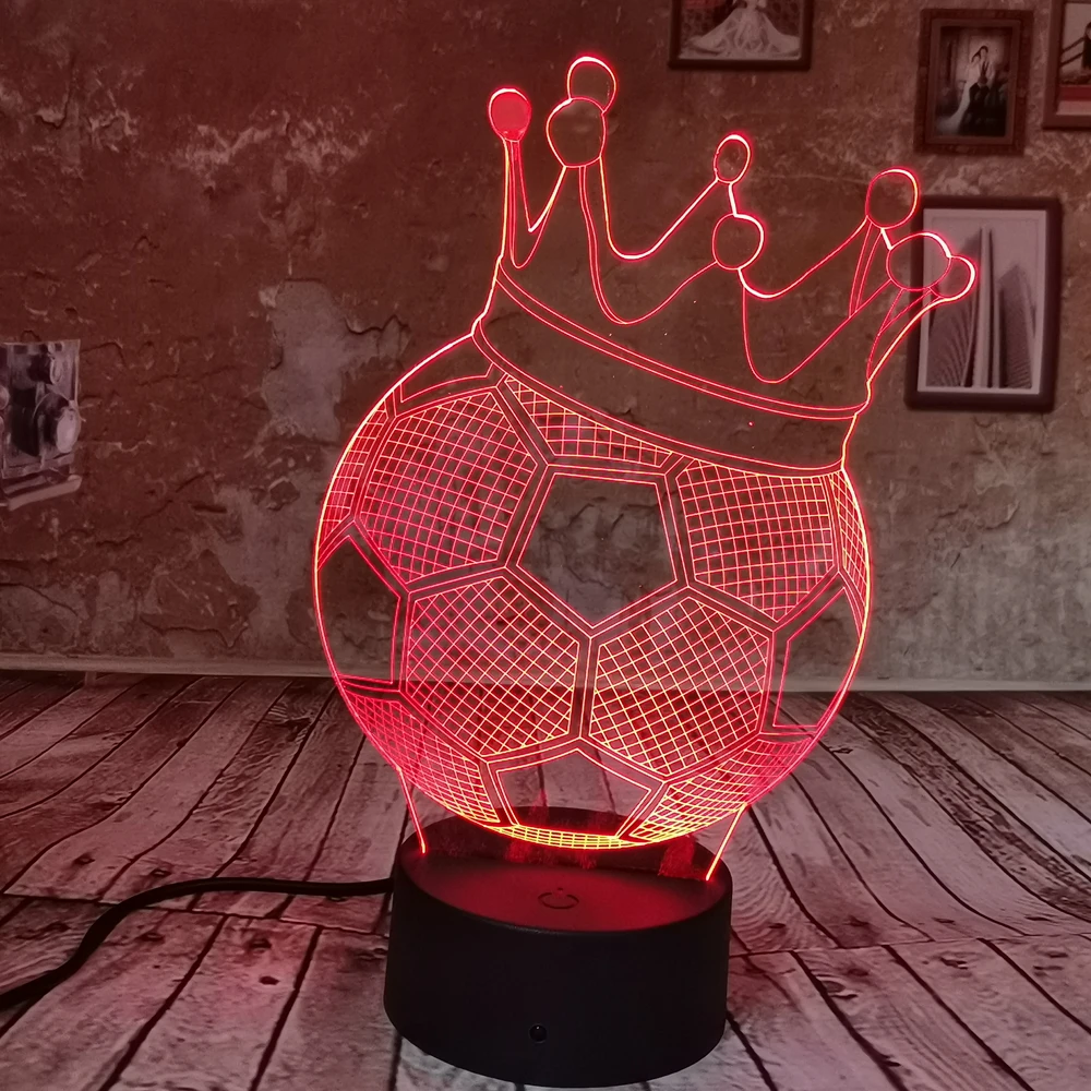 Прямая поставка Корона Футбол Ночник 3D прикроватная лампа DIY спальня настольная