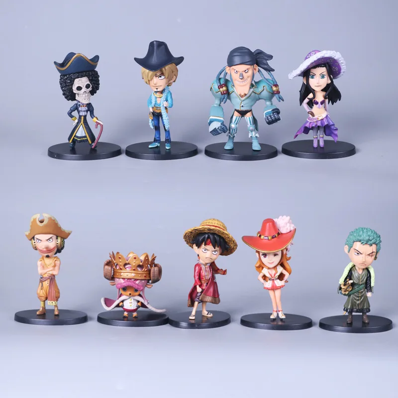 

ZXZ 10cm 9pcs/set Anime One Piece Luffy Zoro 15th Edition Action toy Figure Juguetes Figures Collectible Model Toys for children