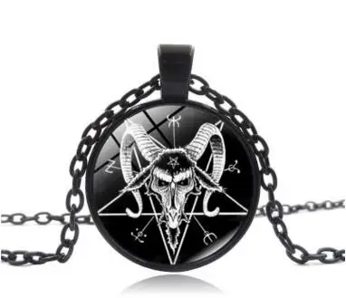 Модное ожерелье с изображением перевернутой пентаграммы, козы, паня, Бога, черепа, головы, с кулоном, сатанство, оккультный металл, винтажное Серебряное украшение в виде звезды - Окраска металла: Style 2 Black