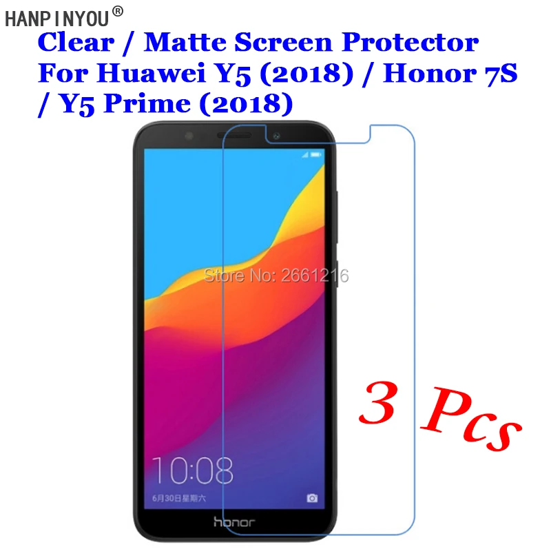 3 шт./лот для Huawei Y5 Prime (2018) / Honor 7S HD Прозрачная/Антибликовая матовая защитная пленка