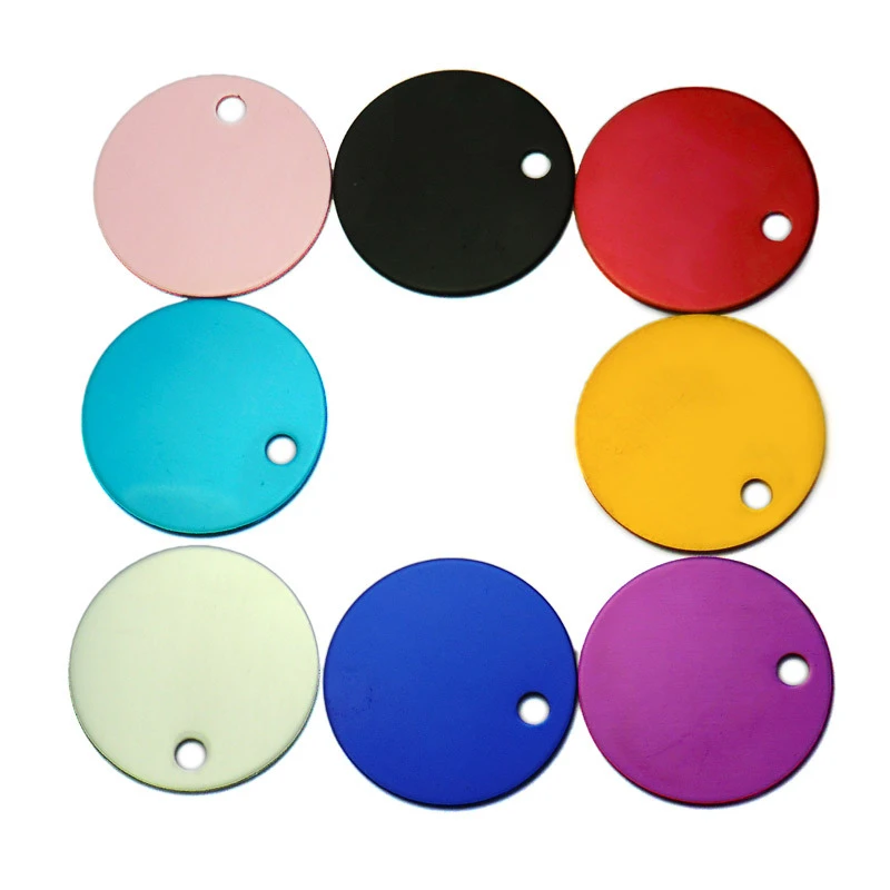 Etiquette D Identification Pour Animaux De Compagnie Pieces Forme Ronde En Aluminium 2 Faces Gravure Personnalisee Nom Et Numero De Telephone Pour Chien Et Chat Breloque Personnalisee Vente En Gros Aliexpress