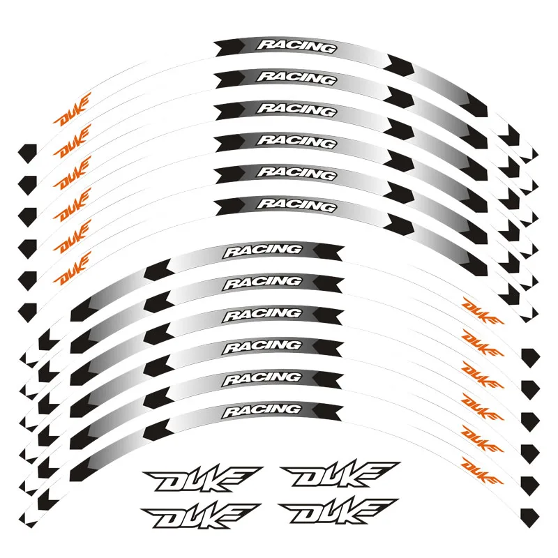 Обода мотоцикла, полосы, наклейки, 17 дюймов, клейкая отражающая лента для KTM DUKE 200 390 690 990, Светоотражающая наклейка - Цвет: A white